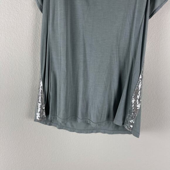 Michael Stars Jersey Sequin Top Womens One Size Gray Flutter Sleeve V Neck NWT - Picture 3 of 12